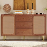 Adjustable Shelf Sideboard - Freestanding Storage Cabinet with 2 Doors and 3 Drawers in Walnut - Organizer for Living Room & Bedroom