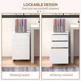 Steel Mobile 3-Drawer File Cabinet with Lock and Pencil Tray - Adjustable Hanging Bar for A4 and Letter Size, Versatile Office Storage Solution - Secure Document Organizer for Professionals and Home Offices