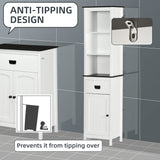 Freestanding Slim White Bathroom Cabinet - Tall Storage Cupboard with Adjustable Shelves and Drawer - Space-Saving Organizer for Bathroom or Living Room