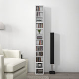 HOMCOM 204 CD Storage Unit, DVD Storage Tower with 12 Cubes, 175cm Tall Bookcase for Living Room, Home Office, Study Room, White