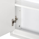 Bathroom Mirror Cabinet with Double Doors - Wall Mounted Storage Unit with Shelf - Elegant White Organizer for Restroom Essentials