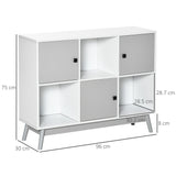 6-Cube Storage Organizer Cabinet - Bookcase and Display Shelf Unit with Doors - Ideal for Dining and Living Room Organization, Grey Finish