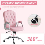 Ergonomic Office Chair - Adjustable Height & Tilt, 360-Degree Swivel Wheels, Pink - Ideal for Comfortable Desk Seating in Offices or Home Study