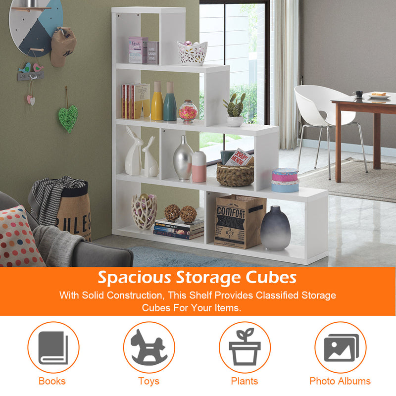 Cube Ladder Bookcase - 6-Cube Design for Living Room, Study, or Office - Versatile Storage Solution for Home or Office