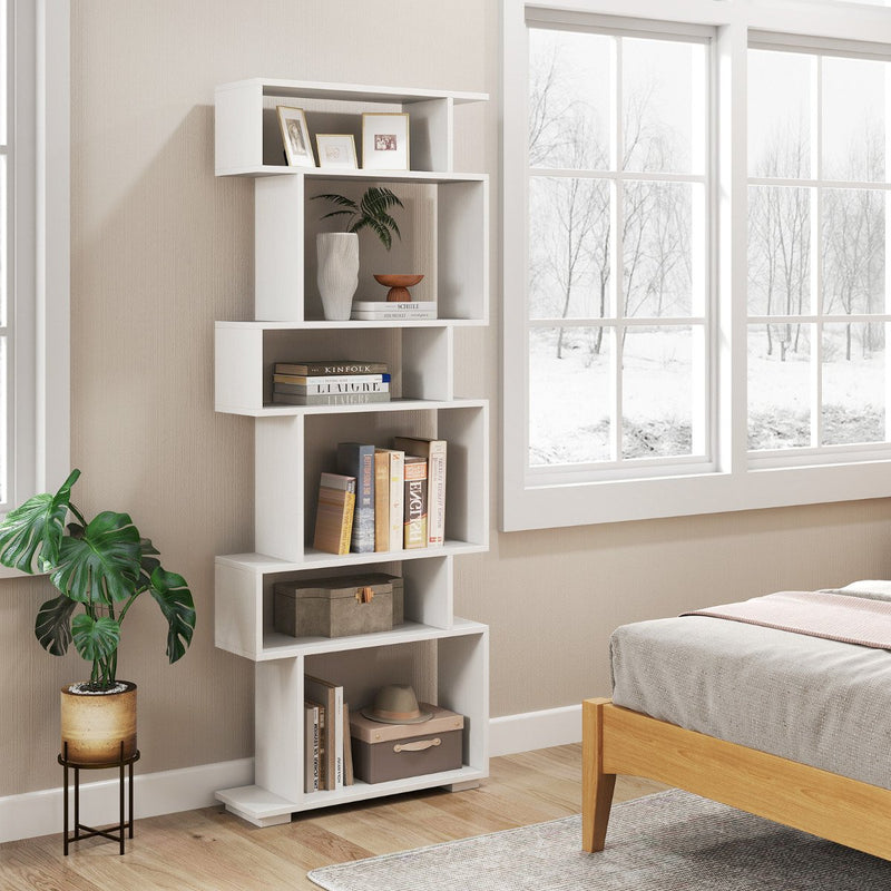 6-Tier Bookshelf with 2 Anti-Tipping Kits for Home Office-Black