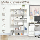 5-Tier Modern Bookcase with 13 Open Shelves - Freestanding Decorative Storage for Home Office, Study - Ideal for Organization and Display, White