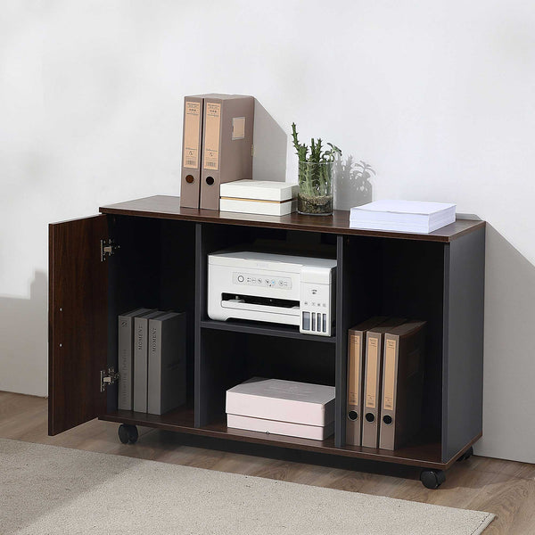 Mobile File Cabinet on Wheels - Legal & Letter-Sized Filing System with Printer Stand - Wooden Storage Solution for Home Office Organization