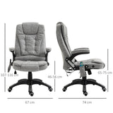 Heated Massage Recliner Chair with Microfiber Upholstery - 6-Point Vibrating Office Chair with 360° Swivel and Casters - Comfortable Seating Solution for Stress Relief and Relaxation, Grey