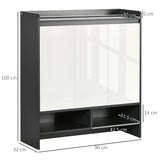 High Gloss Shoe Storage Unit with White Doors - Spacious Hallway Cupboard with Open Shelves for Up to 24 Pairs - Sleek Grey Organizer for Footwear