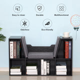 Kids Bookcase with Cushioned Seat - Multipurpose Shelf Storage and Sideboard for Children's Reading Nook - Bedroom and Living Room Organization in Classic Black