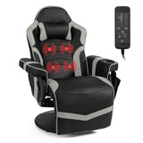 Gaming Chair with Electric Massage Feature - With Cup Holder and Side Pouch in Sleek Black - Perfect for Gaming Enthusiasts and Office Workers Desiring Extra Comfort