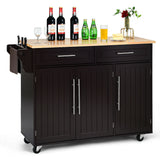 Kitchen Island Trolley Wood Top Rolling Storage Cabinet Cart