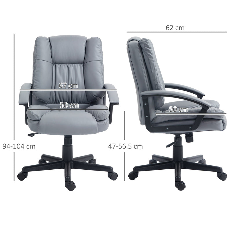Faux Leather Office Chair - Mid Back, Adjustable Height, Swivel Rolling Wheels Computer Desk Chair - Ideal for Executives and Home Office Comfort
