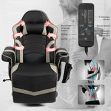 Gaming Chair with Electric Massage Feature - With Cup Holder and Side Pouch in Sleek Black - Perfect for Gaming Enthusiasts and Office Workers Desiring Extra Comfort