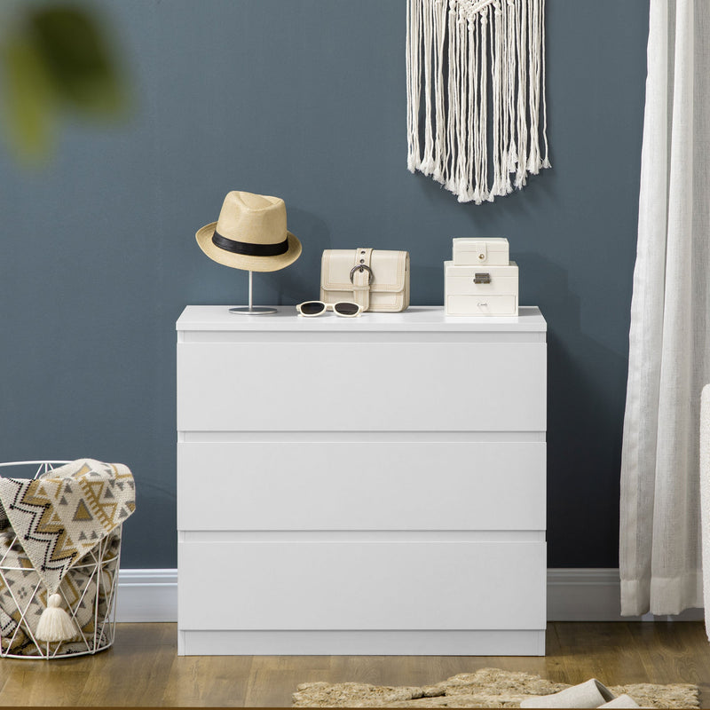 3-Drawer Chest of Drawers - Bedroom & Living Room Storage Organizer - Elegant White Unit for Clutter-Free Spaces