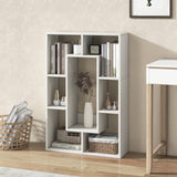 Geometric 7-Cube Bookshelf - Open Design Bookcase with Anti-Toppling Device, White - Perfect for Book Lovers and Room Organizers