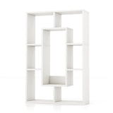 Geometric 7-Cube Bookshelf - Open Design Bookcase with Anti-Toppling Device, White - Perfect for Book Lovers and Room Organizers