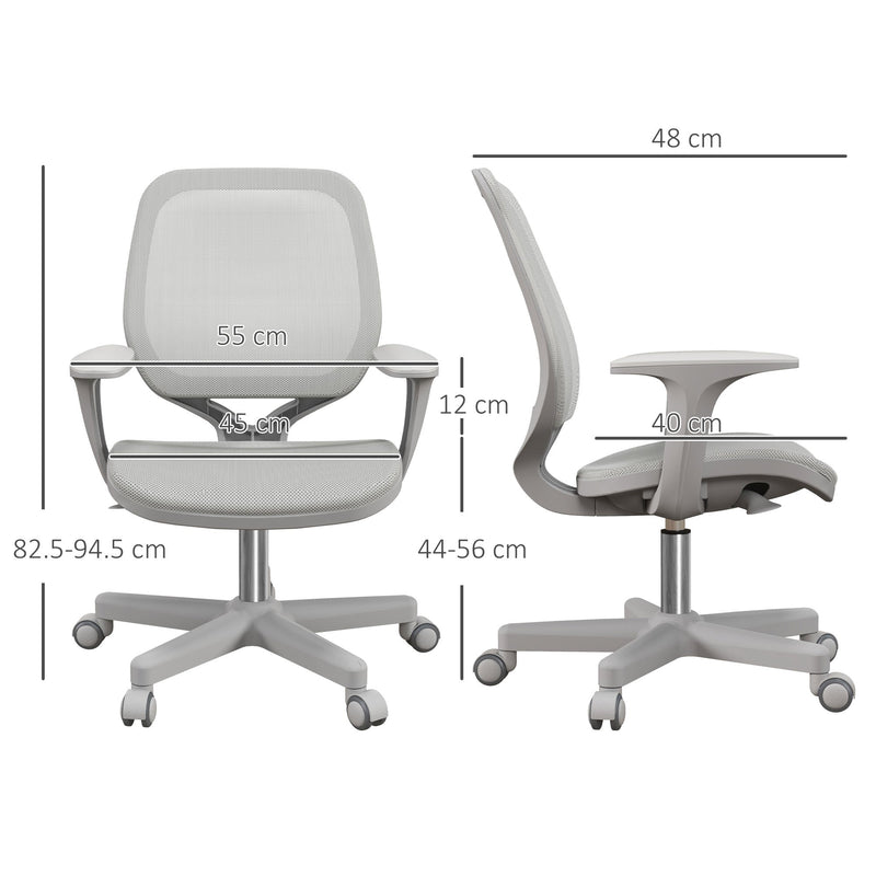 Vinsetto Office Chair, Breathable Mesh Swivel Desk Chair with Adjustable Height and  360° Swivel Security Wheels for Home Office, Study, Grey