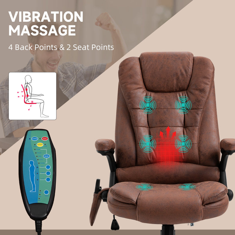 Heated Massage Recliner Chair - Office Chair with 6-Point Massage, 360° Swivel, Microfiber Upholstery - Ideal for Relaxation and Comfort in Workspaces