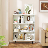 7-Cube Bookcase Mid Century Modern Storage Organizer with 4 Tapered Metal Legs-