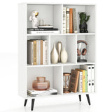 7-Cube Bookcase Mid Century Modern Storage Organizer with 4 Tapered Metal Legs-