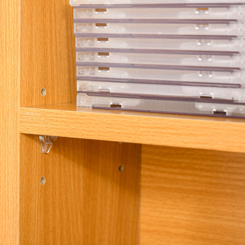 Media Storage Organizer - 480 CD / 312 DVD Capacity Wooden Rack with 4 Adjustable Shelves - Ideal for Bookcase and Display Unit