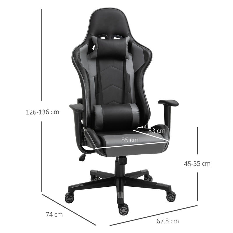 High Back Racing Gaming Chair - Ergonomic Recliner, 360° Swivel, Rocking Function, Adjustable Height, Built-in Lumbar Support with Pillow - Comfortable Gaming and Home Office Use
