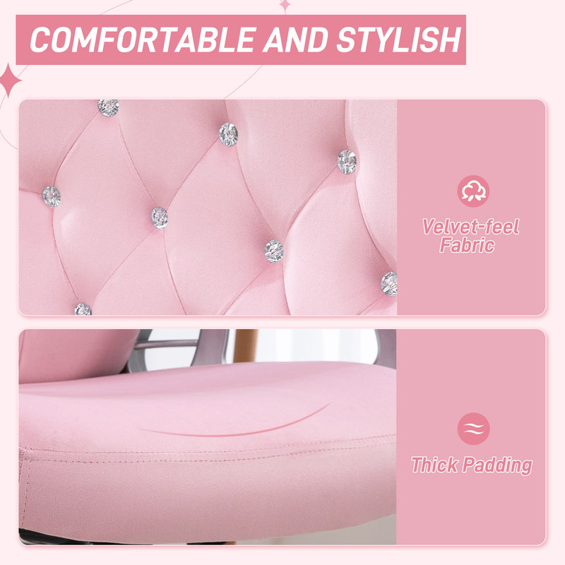 Ergonomic Office Chair - Adjustable Height & Tilt, 360-Degree Swivel Wheels, Pink - Ideal for Comfortable Desk Seating in Offices or Home Study