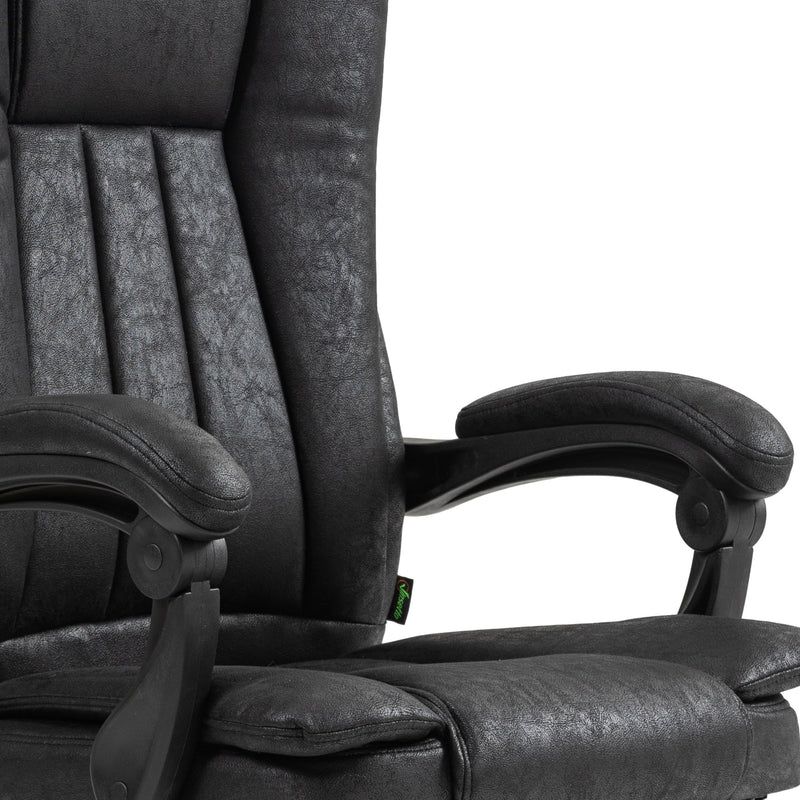 Ergonomic Microfiber Home Office Chair with Reclining Backrest - Armrests and Swivel Casters - Comfortable Desk Chair with Footrest for Long Working Hours