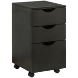 3-Drawer File Cabinet - Under Desk Storage for A4, Letter Documents, and Binders with Slide Wheels in Black Oak - Ideal for Office Organization
