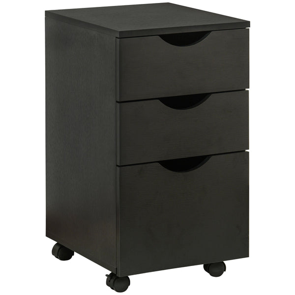 3-Drawer File Cabinet - Under Desk Storage for A4, Letter Documents, and Binders with Slide Wheels in Black Oak - Ideal for Office Organization