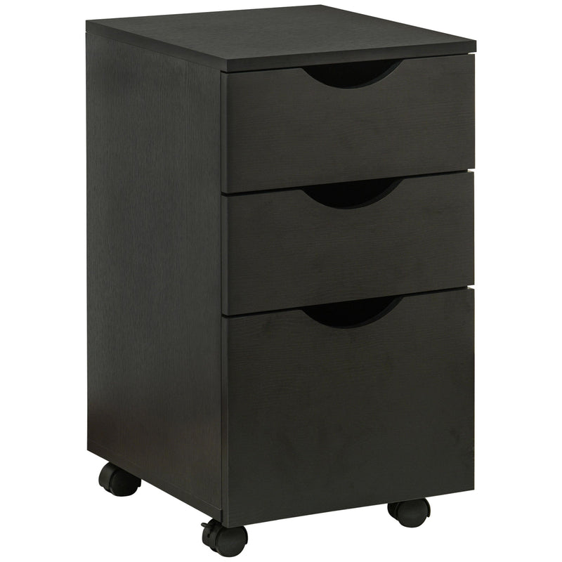 3-Drawer File Cabinet - Under Desk Storage for A4, Letter Documents, and Binders with Slide Wheels in Black Oak - Ideal for Office Organization