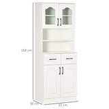 Freestanding White Kitchen Cupboard - Adjustable Shelf Storage Cabinet with Drawers and Counter - Space Organizer for Living or Dining Room