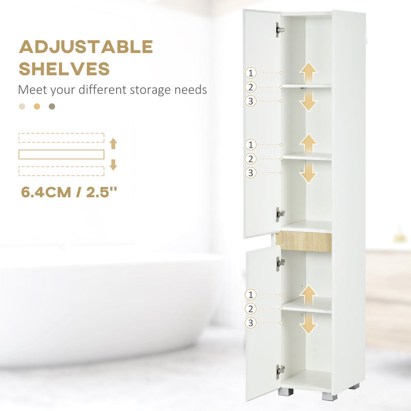 Adjustable 5-Tier Tallboy Bathroom Storage - Modern Freestanding Cabinet with Adjustable Shelves - Space-Saving Organizer for Toiletries and Towels