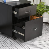 Rolling File Cabinet with Two Drawers - Mobile Storage Unit and Bedside Table in Black - Space-Saving Solution for Home and Office Organization