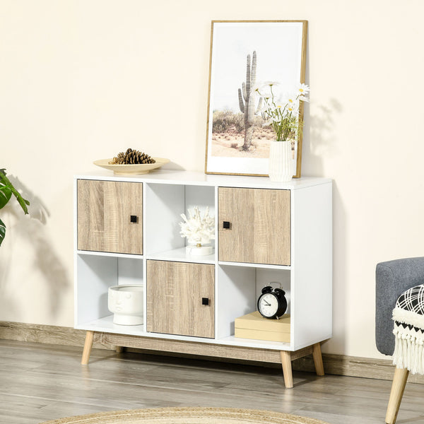 6-Cube Organizer Bookcase with Doors - Versatile Display Shelf and Storage Cabinet - Ideal for Living Room, Dining Room Organization