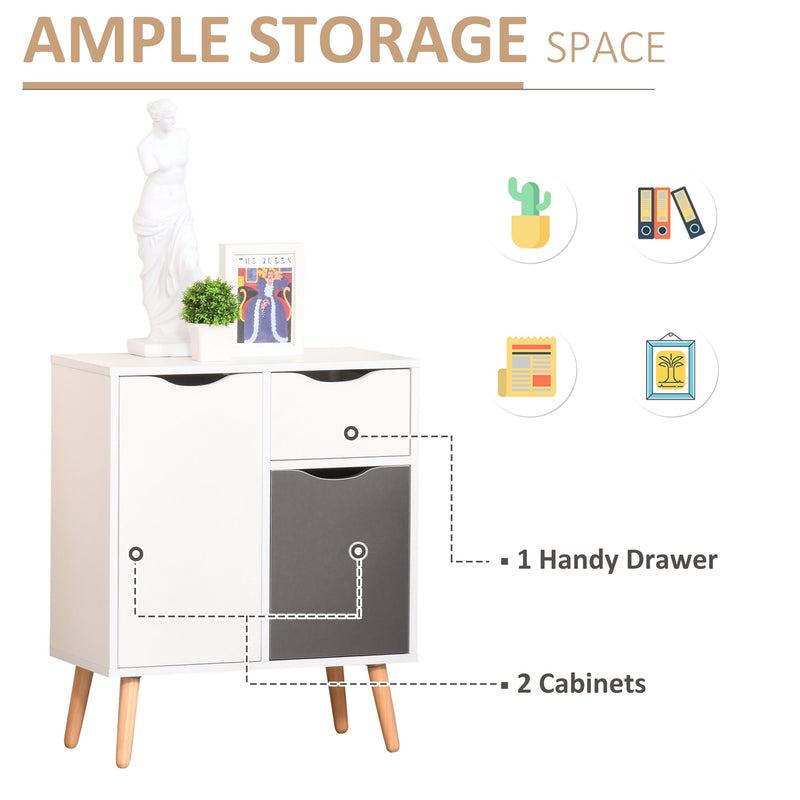 Floor Cabinet with Drawer - Versatile Storage Cupboard and Sideboard for Home Organization - Ideal for Bedroom, Living Room, and Entryway in Elegant Grey