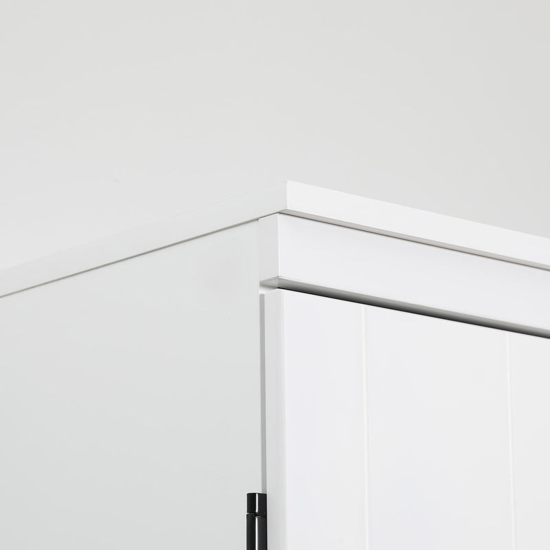 Freestanding 6-Tier Kitchen Cupboard - 4-Door Tall Storage Cabinet with Adjustable Shelves, White - Ideal for Living Room and Dining Room Organization