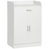 Modern White Storage Cabinet - Compact Design with Drawer & Adjustable Shelf for Multiple Rooms - Ideal for Kitchen, Living Room, Bedroom & Hallway Organization