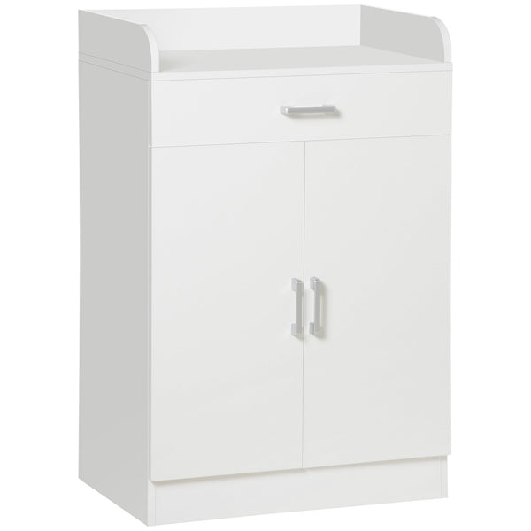 Modern White Storage Cabinet - Compact Design with Drawer & Adjustable Shelf for Multiple Rooms - Ideal for Kitchen, Living Room, Bedroom & Hallway Organization