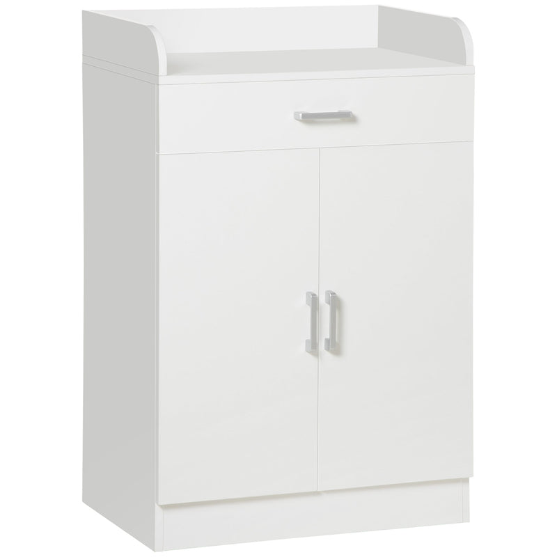 Modern White Storage Cabinet - Compact Design with Drawer & Adjustable Shelf for Multiple Rooms - Ideal for Kitchen, Living Room, Bedroom & Hallway Organization