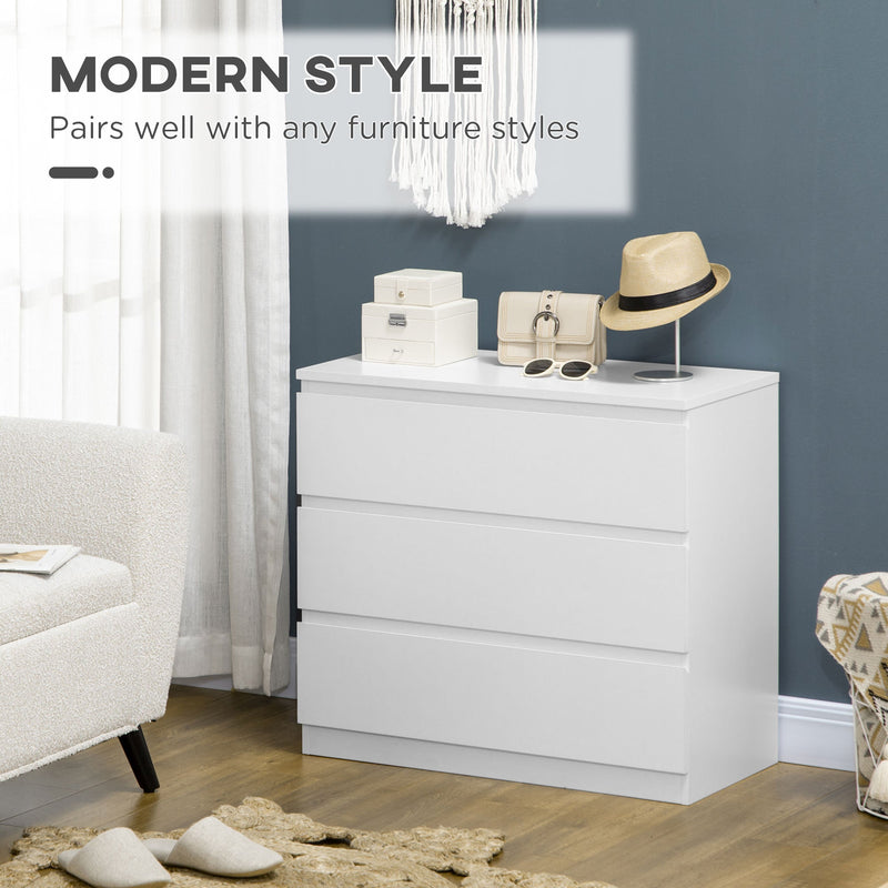 3-Drawer Chest of Drawers - Bedroom & Living Room Storage Organizer - Elegant White Unit for Clutter-Free Spaces