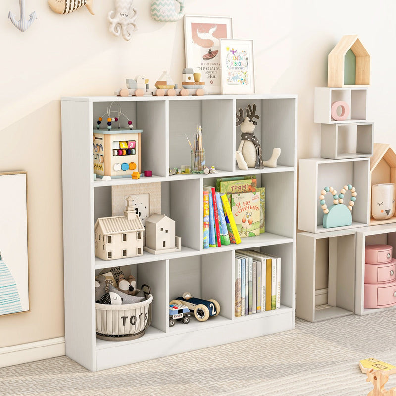 8-Cube Bookshelf with 2 Anti-Tipping Kits and Display Shelf for Home-