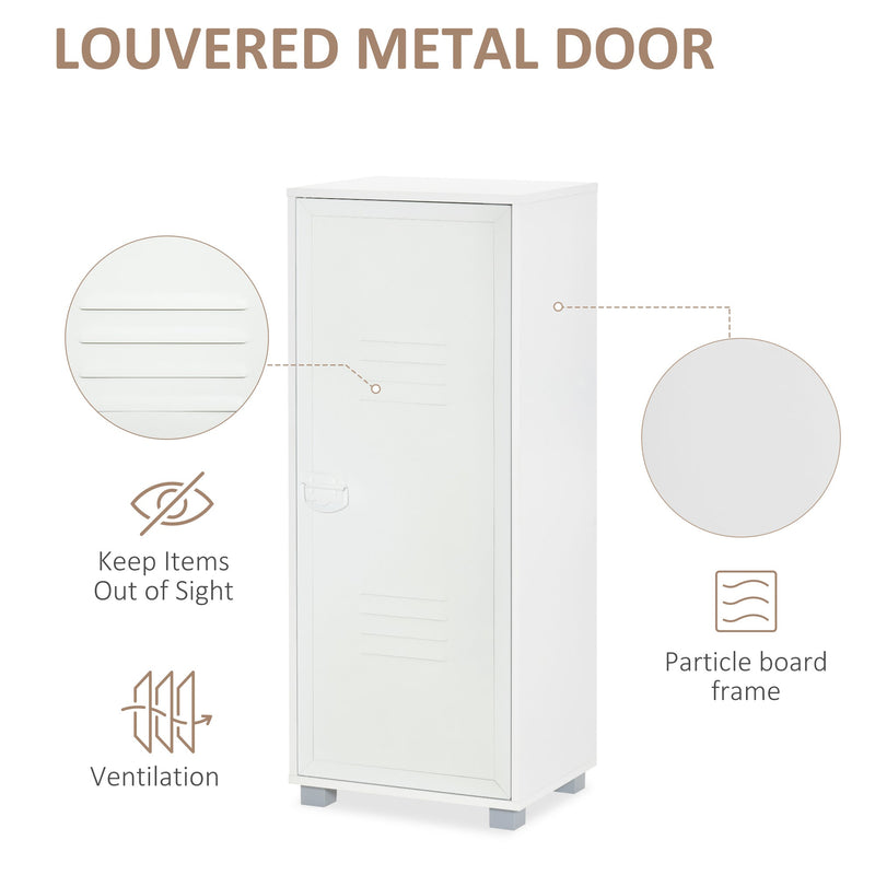 2-Tier File Cabinet with Metal Louvered Door - White Storage Organizer for Living Area, Study, or Playroom - Space-Saving Solution for Home Organization