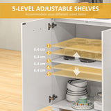 Modern White Sideboard - 2-Drawer, 3-Door Storage Cabinet with Adjustable Shelves - Versatile Organizer for Living Room, Dining Room
