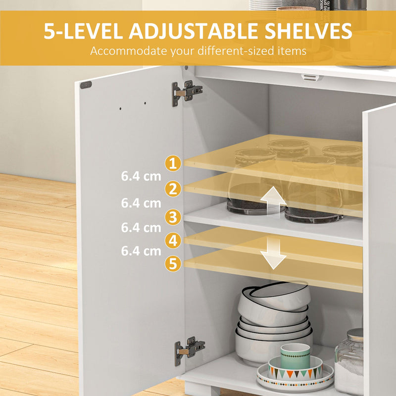 Modern White Sideboard - 2-Drawer, 3-Door Storage Cabinet with Adjustable Shelves - Versatile Organizer for Living Room, Dining Room