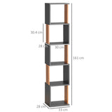 5-Tier Modern Bookcase - Freestanding Storage Shelving Unit, Dark Grey Finish - Ideal for Living Room, Home Office or Study Organization