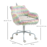 Unicorn Height Adjustable Fluffy Office Chair - Ergonomic Desk Seating with Armrests and Swivel Wheels - Colorful Chair for Comfortable Home Office Setup