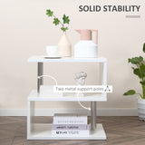 2-Tier Wooden S-Shaped Coffee Table - Cube Storage and Display Shelving Organizer, White - Ideal for Living Room, Office, and Bookcase End Desk Stand