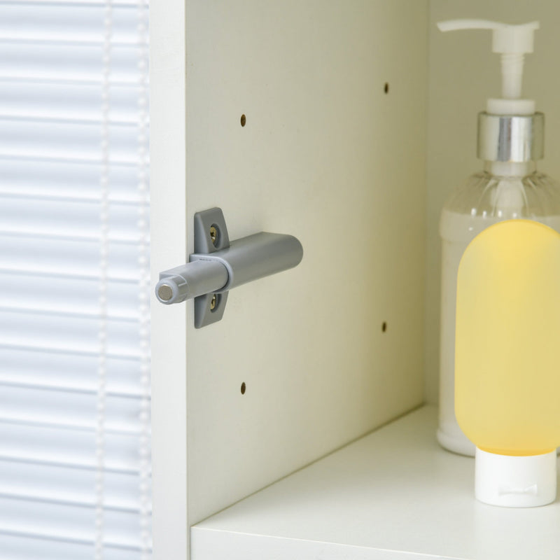 Adjustable Shelf Tall Bathroom Cabinet - High Gloss Freestanding Storage Cupboard with Drawer - Space-Saving Organizer for Toiletries and Linens